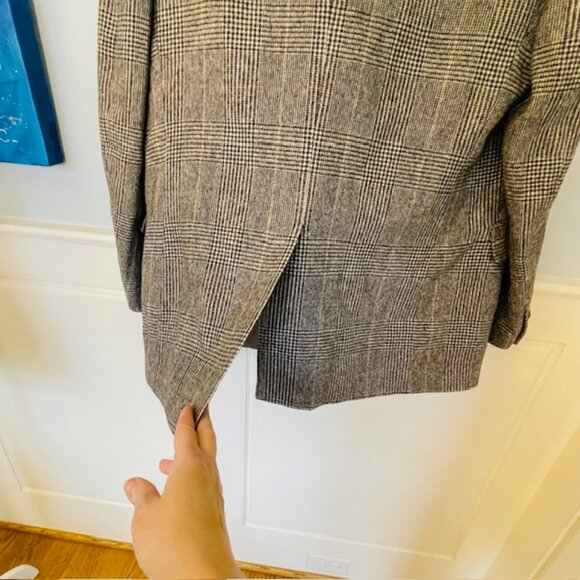 Vintage 90's Brooks Brothers USA Made Ivy Style Glen Plaid Blazer Camel Hair 42R - Picture 12 of 13